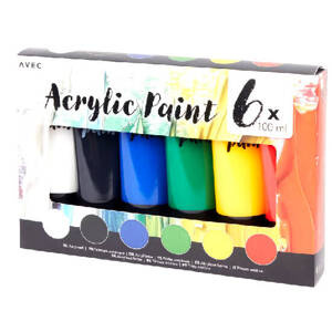 ZESTAW FARB AKRYLOWYCH PODSTAWOWE KOLORY 6x100 ml