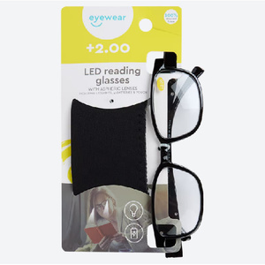 Okulary do czytania ze światłem LED +2.00