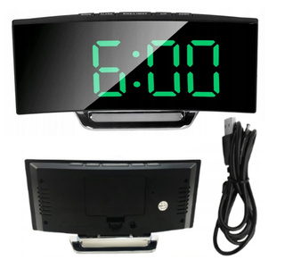 Zegar cyfrowy elektroniczny podświetlany budzik LED termometr lustra 3w1