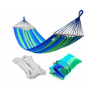 DUŻY MOCNY XXL HAMAK HUŚTAWKA METALOWE WZMOCNIENIE DRĄŻEK 260x150 200kg