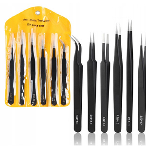 ZESTAW METALOWYCH PĘSET PINCETA PĘSETY 6 SZT