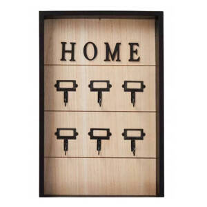 Szafka na klucze drewniana otwarta czarna z haczykami do powieszenia