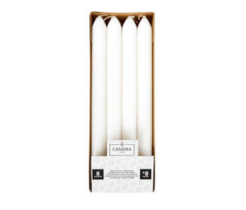 Candra Długie świece białe 8 sztuk