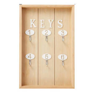 Szafka na klucze drewniana otwarta naturalna z haczykami do powieszenia