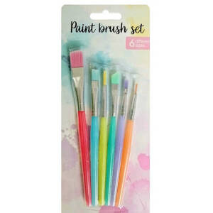 PĘDZLE MALARSKIE Pastelowe Kolory PĘDZELKI DO MALOWANIA ZESTAW 6 sztuk