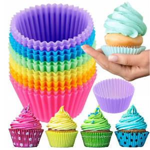 TĘCZOWE FOREMKI SILIKONOWE FORMY DO BABECZKEK MUFFIN DO PIECZENINA 12 SZT