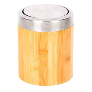 Bambusowy mini kosz na śmieci z pokrywką ze stali